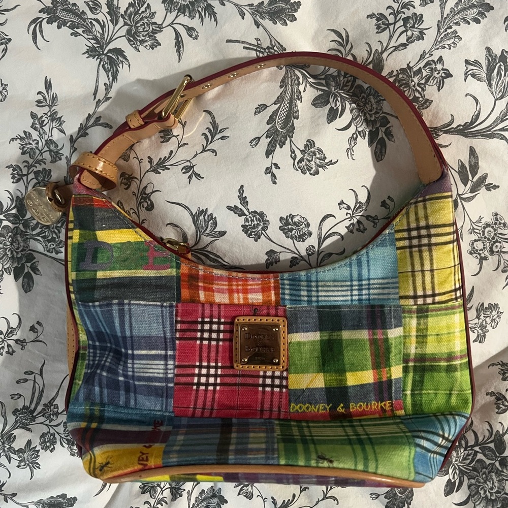 Dooney & Bourke Madras Plaid Picnic Ants Bucket Bag